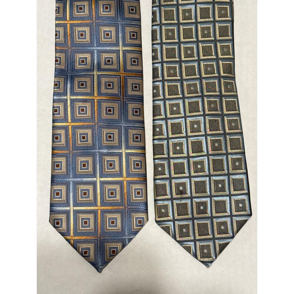 Valerio‎ Garati Set of Luxurious Geometric Ties, Handmade, Polyester, Like New